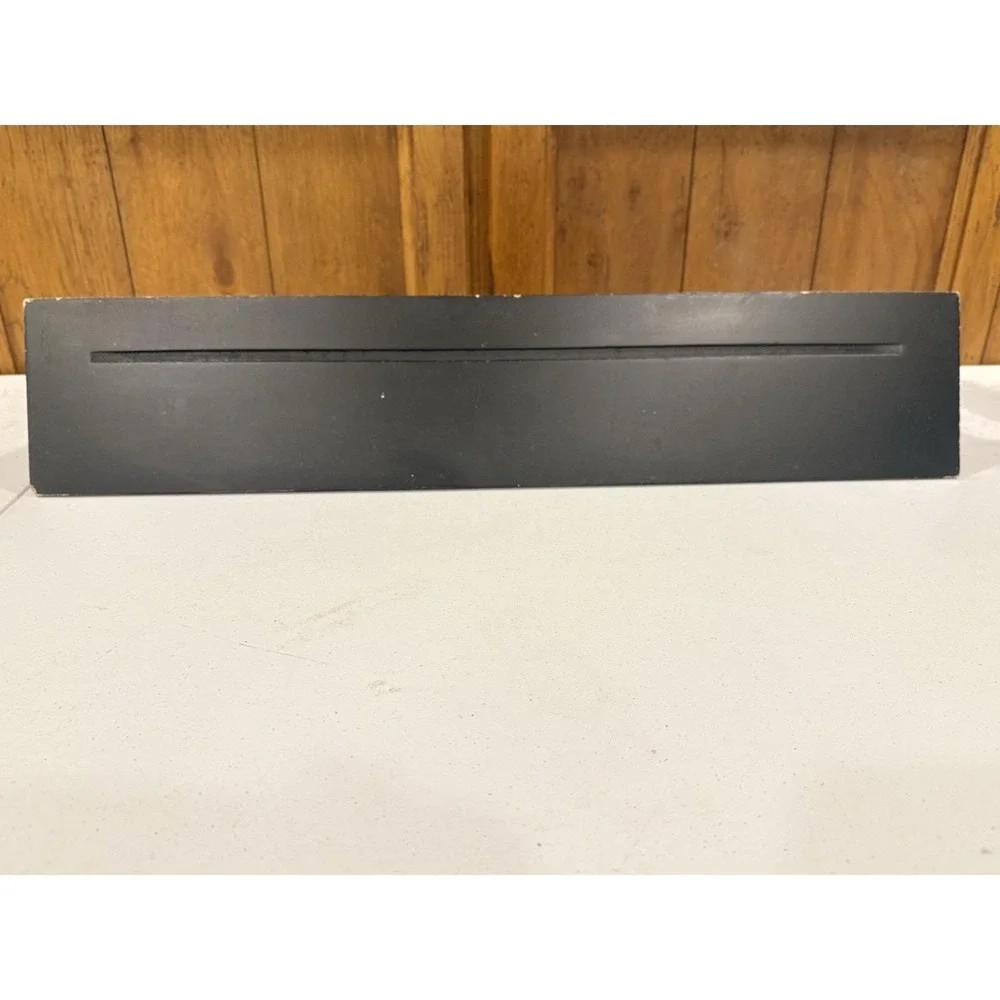 Wood Wall Shelf Black W/ Pegs (5) Plate Groove Distress Painted Finish 24